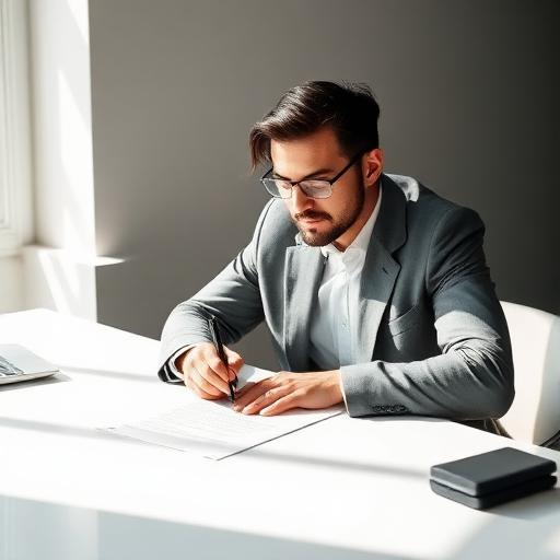 Entrepreneur signant ses documents de création